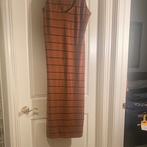Brown and Black Striped Sleeveless Dress